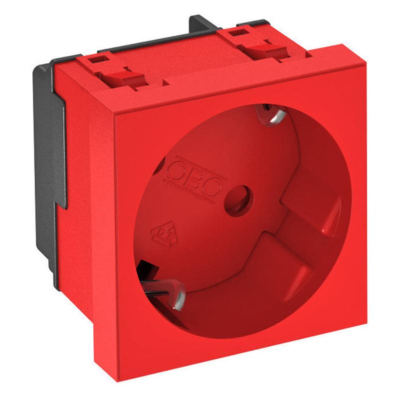 Розетка 2К+3 под углом 33° шторки 16А 250В (45х45 мм - 1 модуль Modul45) красная
