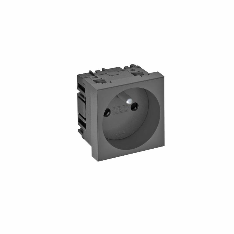 Розетка одинарная 0° франц. стандарт 250 В, 16A (черный) (STD-F0 SWGR1)