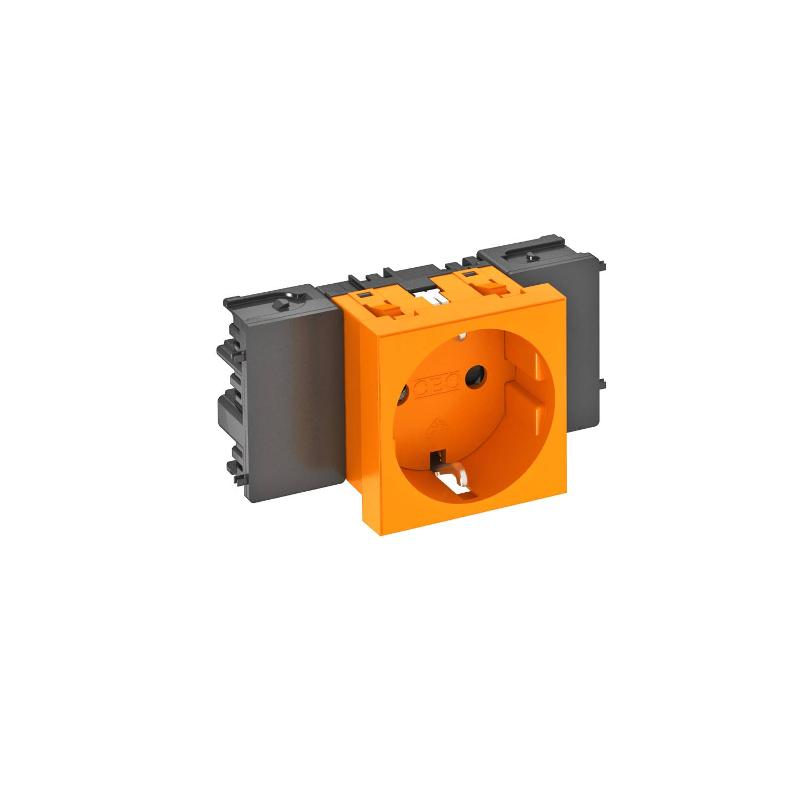 Розетка одинарная 0° Modul45connect с з/к, 250 В, 16A (оранжевый) (STD-D0C ROR1)