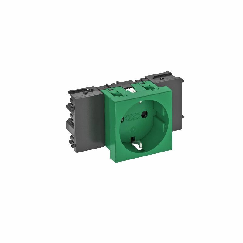 Розетка одинарная 0° Modul45connect с з/к, 250 В, 16A (зеленый) (STD-D0C MZGN1)