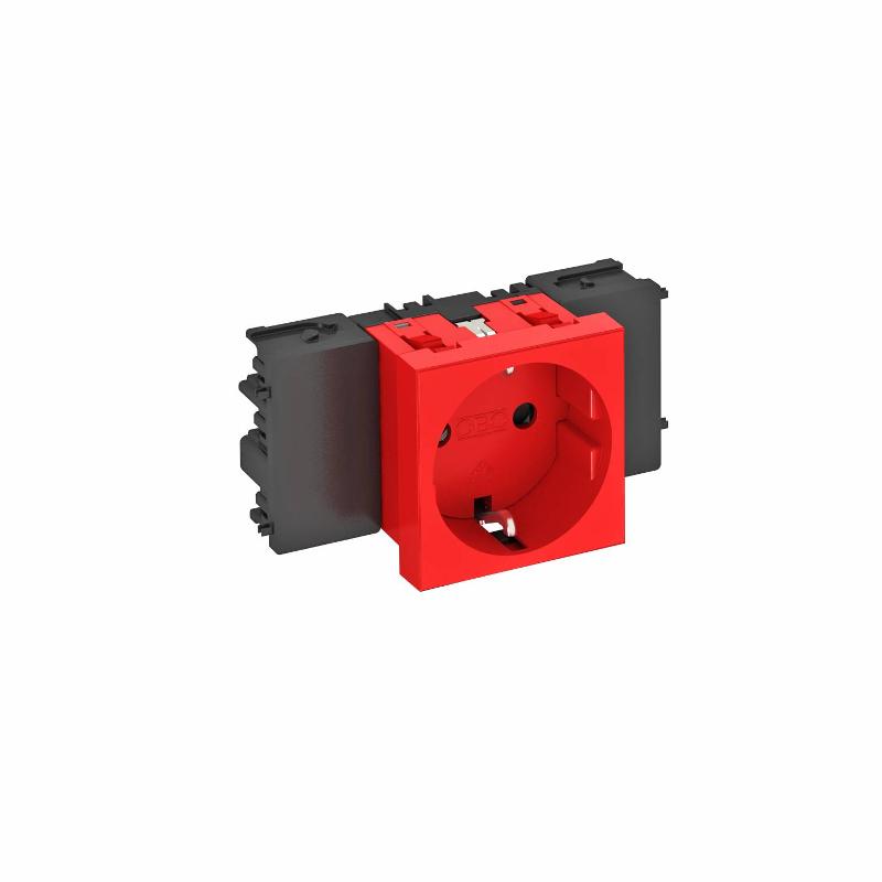 Розетка одинарная 0° Modul45connect с з/к, 250 В, 16A (красный) (STD-D0C SRO1)