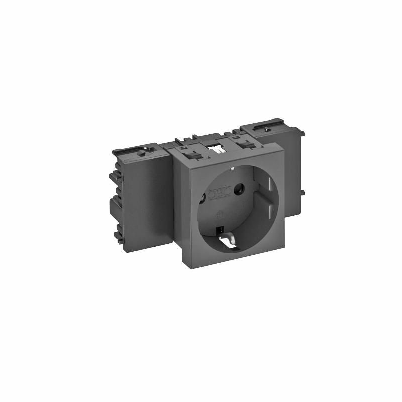 Розетка одинарная 0° Modul45connect с з/к, 250 В, 16A (черный) (STD-D0C SWGR1)