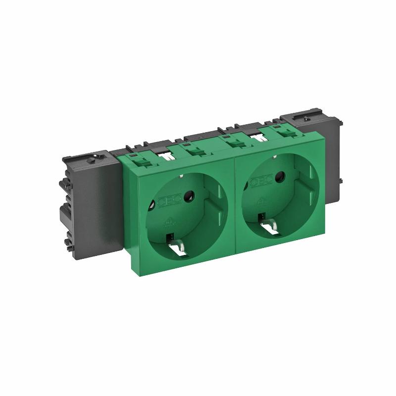 Розетка двойная 0° Modul45connect с з/к, 250 В, 16A (зеленый) (STD-D0C MZGN2)