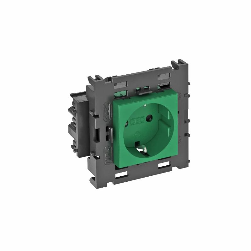Розетка одинарная 0° Modul45connect с з/к, 250 В, 16A (зеленый) (STD-D0C8 MZGN1)
