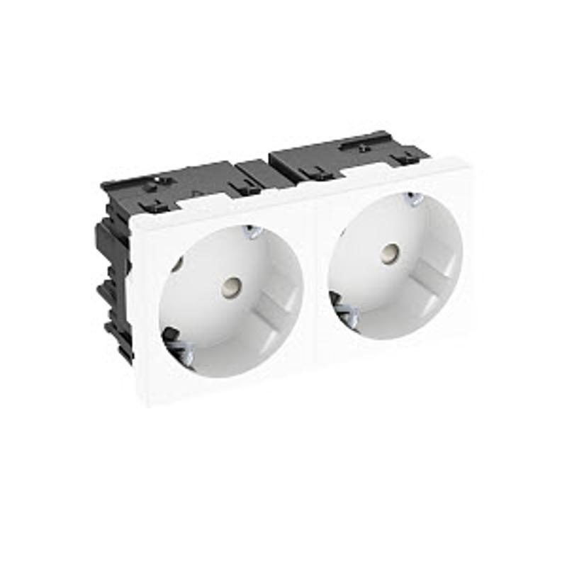 Розетка силовая 33° двойная 2х2К+З Modul45connect, со шторками, 16А 250В белая