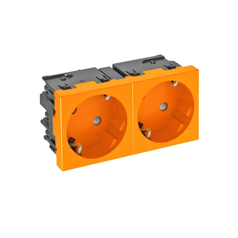 Розетка двойная 33° Modul45connect, 250 В, 16A (оранжевый) (STD-D3C ROR2)