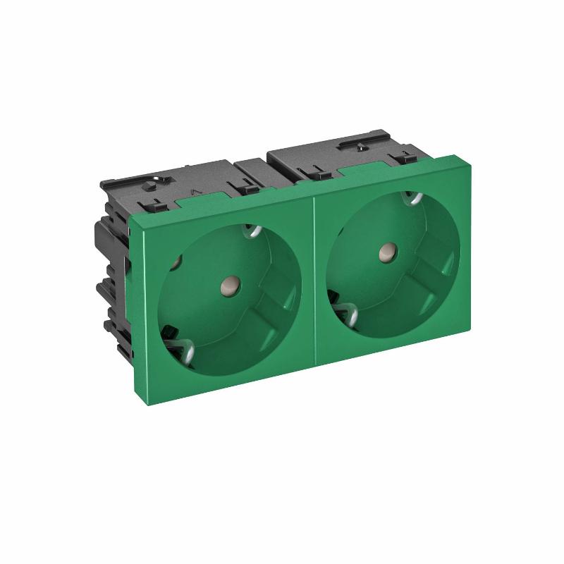 Розетка двойная 33° Modul45connect, 250 В, 16A (зеленый) (STD-D3C MZGN2)