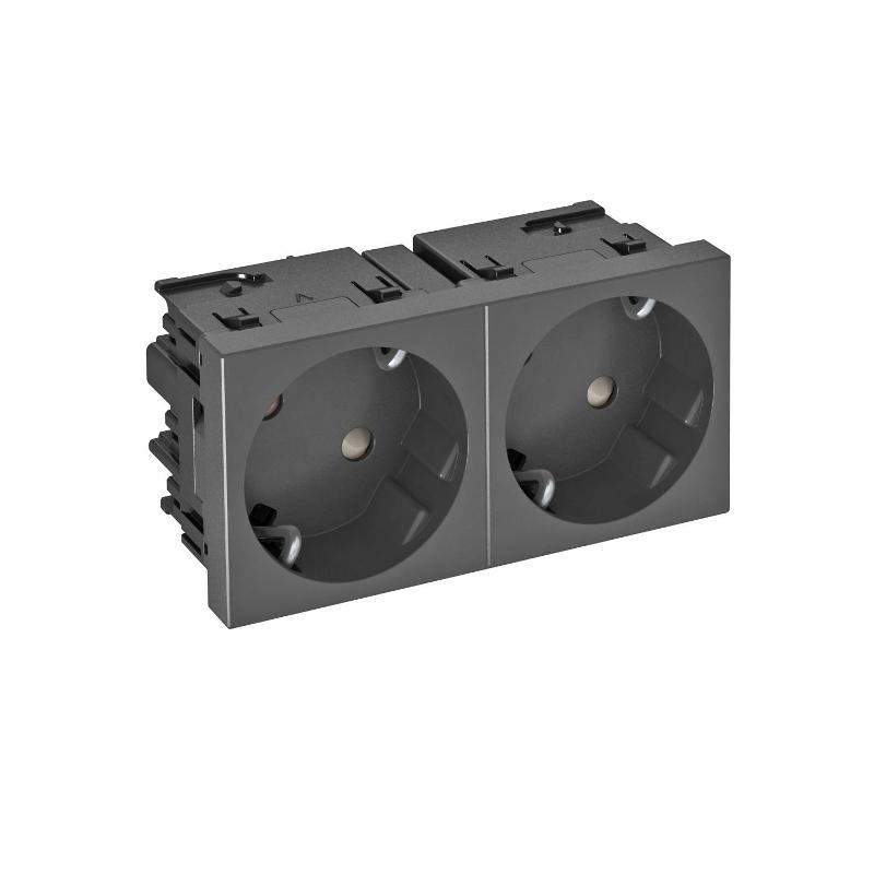 Розетка двойная 33° Modul45connect, 250 В, 16A (черный) (STD-D3C SWGR2)