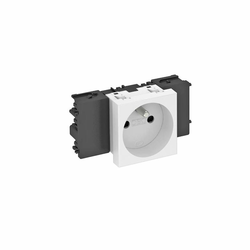 Розетка одинарная 0° Modul45connect франц. стандарт, 250 В, 16A (белый) (STD-F0C RW1)