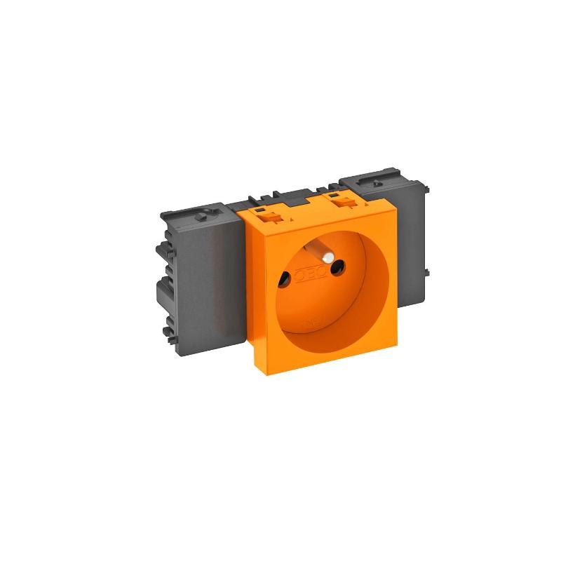 Розетка одинарная 0° Modul45connect франц. стандарт, 250 В, 16A (оранжевый) (STD-F0C ROR1)