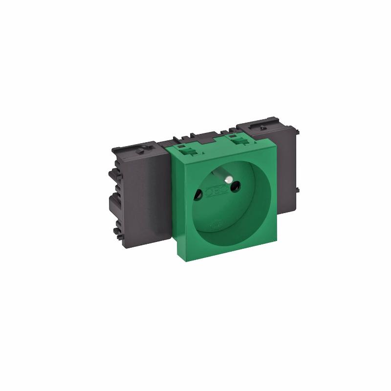 Розетка одинарная 0° Modul45connect франц. стандарт, 250 В, 16A (зеленый) (STD-F0C MZGN1)