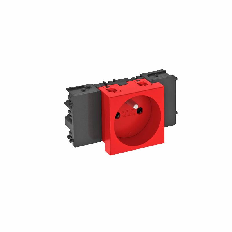 Розетка одинарная 0° Modul45connect франц. стандарт, 250 В, 16A (красный) (STD-F0C SRO1)