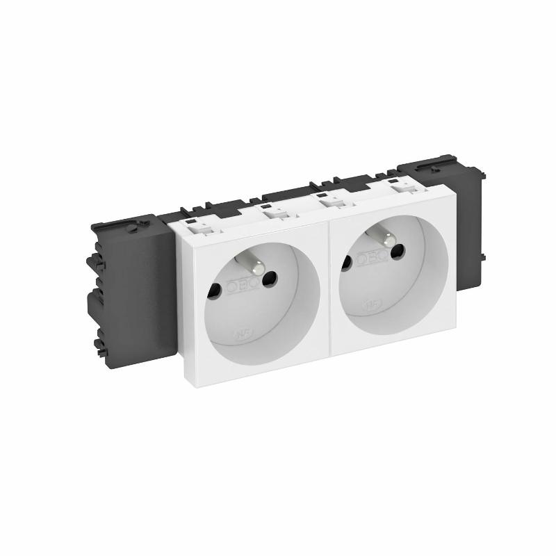 Розетка двойная 0° Modul45connect франц. стандарт, 250 В, 16A (белый) (STD-F0C RW2)