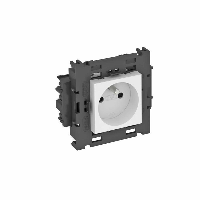 Розетка одинарная 0° Modul45connect франц. стандарт, 250 В, 16A (белый) (STD-F0C8 RW1)