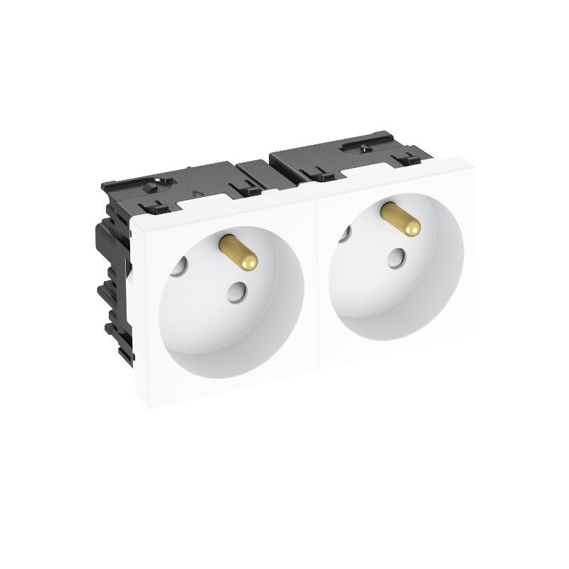 Розетка двойная 33° Modul45connect, франц. стандарт, 250 В, 16A (белый) (STD-F3C RW2)