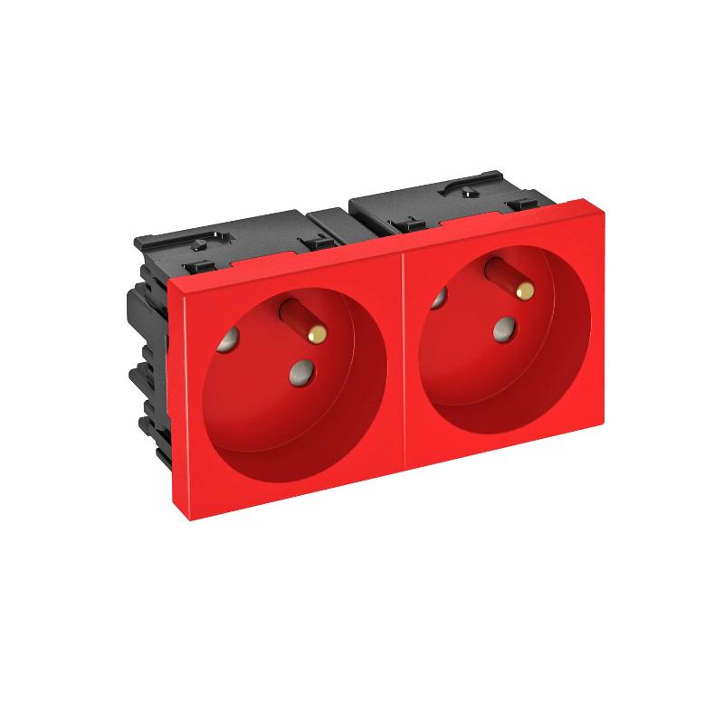 Розетка двойная 33° Modul45connect, франц. стандарт, 250 В, 16A (красный) (STD-F3C SRO2)