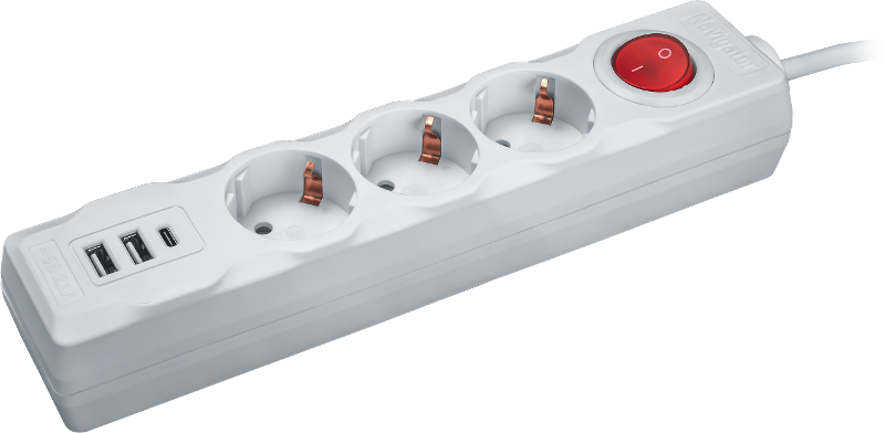 Удлинитель 61 455 NPE-USB01-03-180-ESC-3X1 с/з выкл.3 гн.1.8м USB2.1A