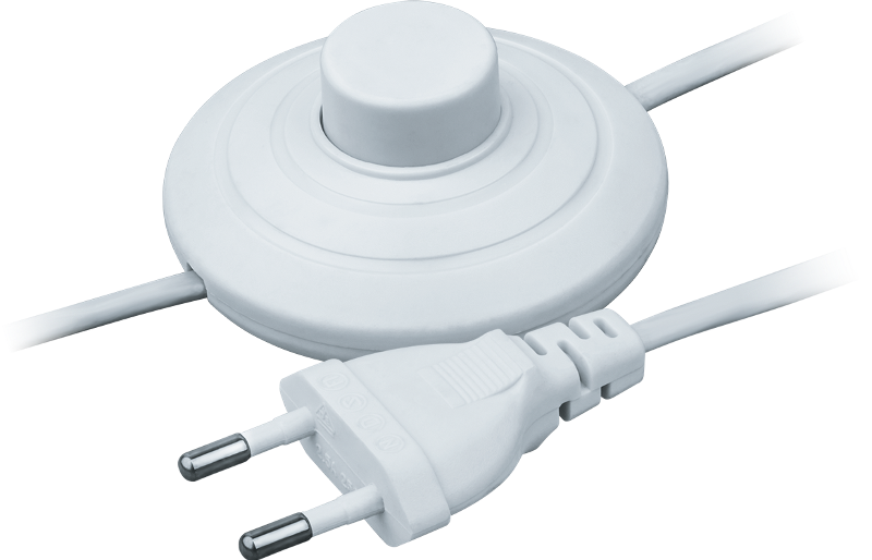 Шнур NPS-FS01-170-2x0.5-WH 1.7м с выкл. белый