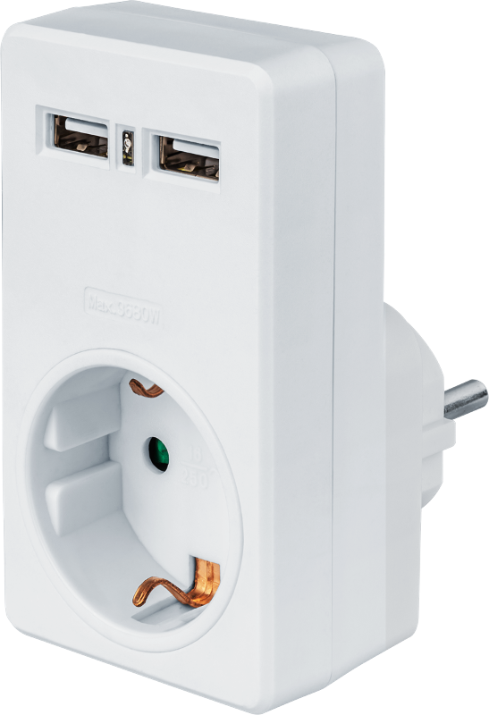 Адаптер 61 699 NAD-USB02-1E-C-WH с/з 1 гн. USB2.1A