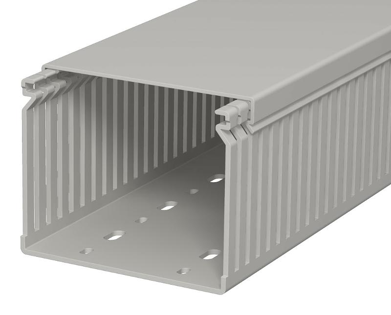 Короб перфорированный LK4 80x100 мм (перфорация 4 мм, борт 84 мм, крышка 107 мм) ПВХ серый RAL 7030