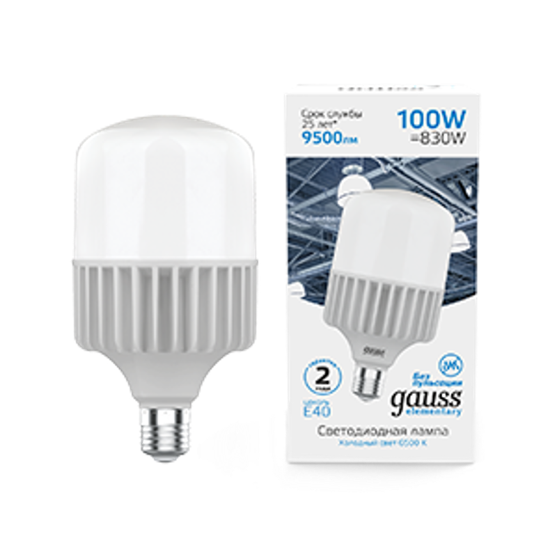 Лампа светодиодная промышленная Elementary T160 100W 9500lm 6500K E40 LED 1/8