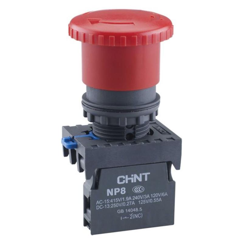 Кнопка управления "Грибок" Φ60мм NP8-20ZS/24 фикс., красн., 2НО, IP65 (R)