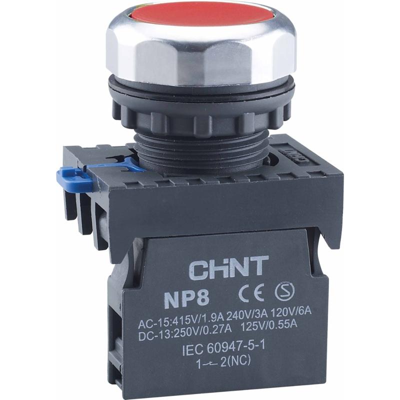 Кнопка управления NP8-02BN/4 без подсветки, самовозв., красный, 2НЗ, IP65 (R)