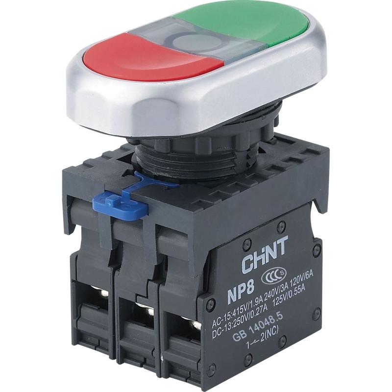 Кнопка двойная NP8-20S 2НО, IP65 (R)