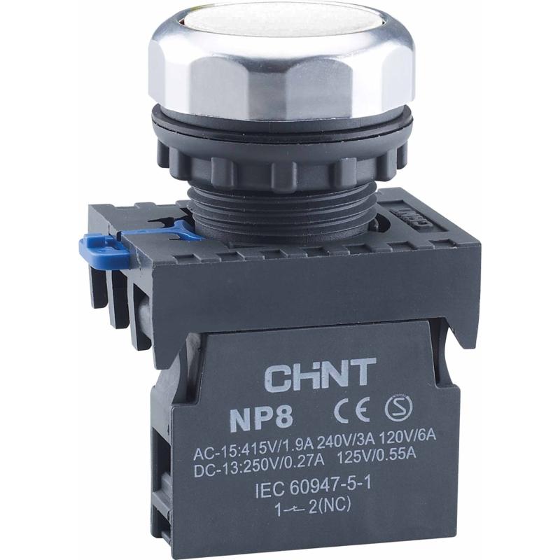 Кнопка управления NP8-20BND/1 подствет., самовозв., белый, AC110-230В(LED), 2НО, IP65 (R)