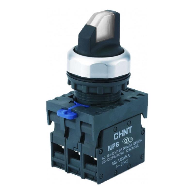 Переключатель с подсветкой NP8-10XD/221, 2 полож. самовозв., белый, AC110-230В(LED), 1НО, IP65 (R)