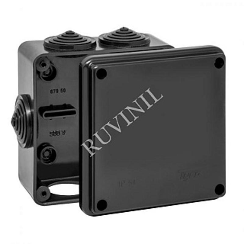 Коробка распределительная для о/п 100х100х50мм 6вводов IP54 (черная) УХЛ1