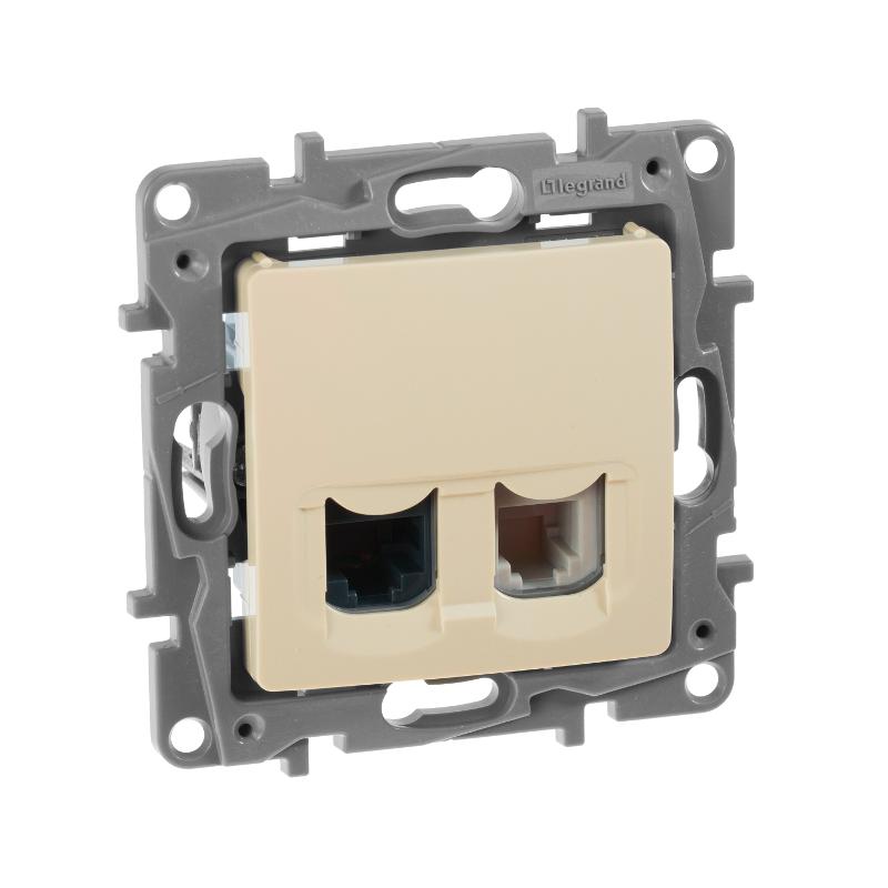 Etika Слоновая кость Розетка телефонная + компьютерная (RJ11+RJ45) 5 кат. UTP