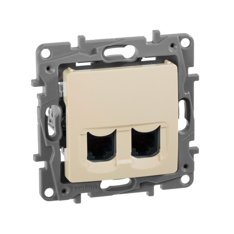 Etika Слоновая кость Розетка компьютерная 2-ая RJ45, категория 5е UTP