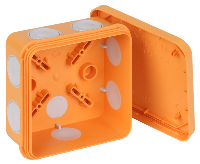 Тусо.Коробка расп. для о/п, 85х85х45мм двухкомпонентная  не распр.горение HF