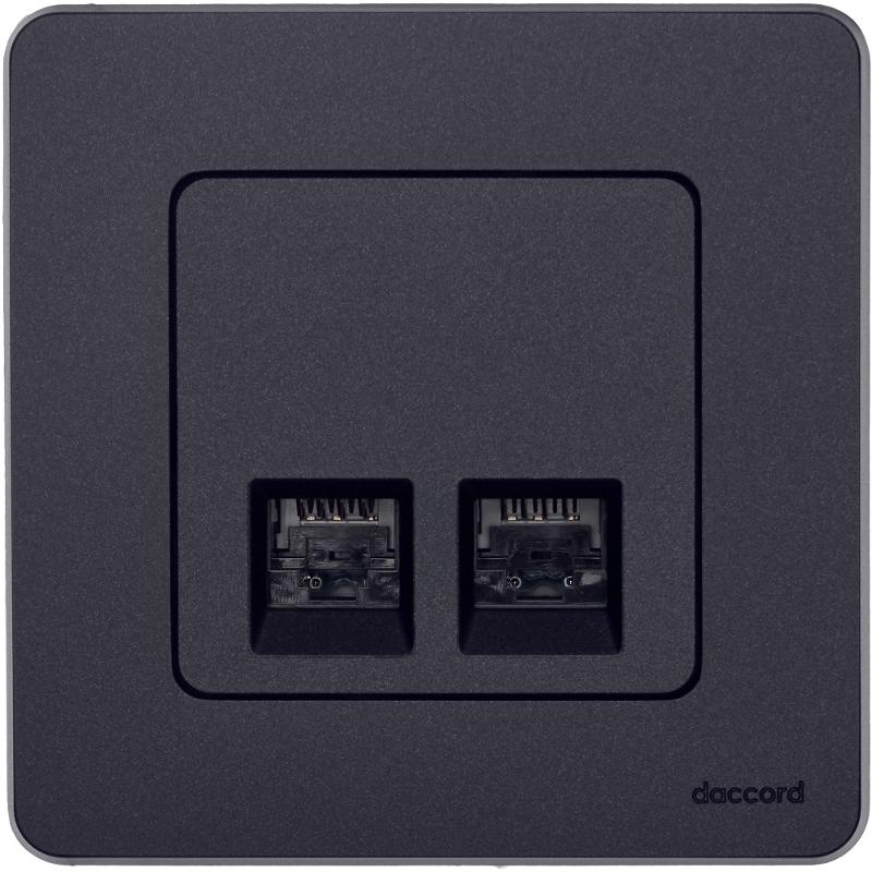 Inspiria Антрацит Розетка 2-ая компьютерная RJ45 С/У категория 5e UTP