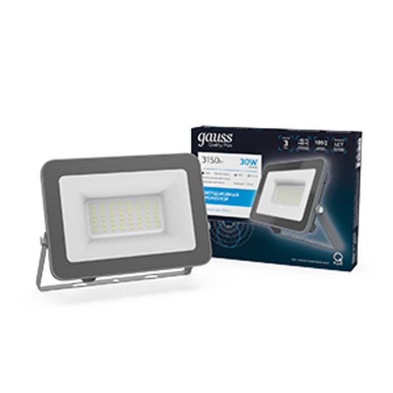 Прожектор светодиодный Qplus 30W 2550lm 6500K 200-240V IP65 графитовый LED 1/10