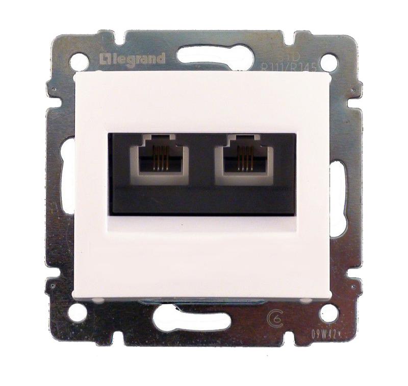 Розетка двойная RJ11+RJ45 категория 6 UTP - Legrand Valena - слоновая кость