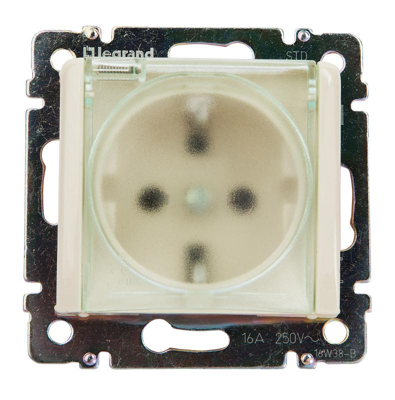 Valena Сл. Кость DIY Розетка с заземлением IP44 со шторками с защитной крышкой 16А 250В винт. зажимы