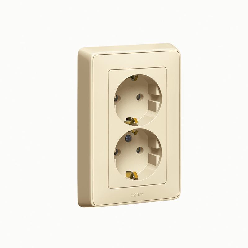Cariva DIY Розетка 2x2К+З, нем. cт, слоновая кость