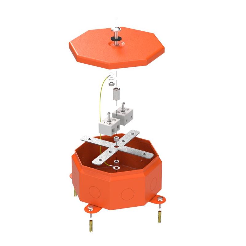 Коробка металлическая огнестойкая Октагон 70-0101-FR10.0-4 Е15-Е120 RAL2004 130х130х63 4p до 10мм.кв. (9 шт/кор)