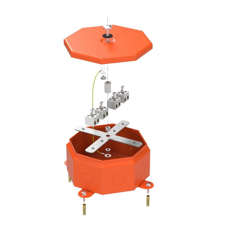 Коробка металлическая огнестойкая Октагон 70-0101-FR2.5-8 Е15-Е120 RAL2004 130х130х63 8p до 2,5мм.кв. (9 шт/кор)