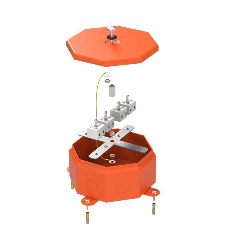 Коробка металлическая огнестойкая Октагон 70-0101-FR6.0-8 Е15-Е120 RAL2004 130х130х63 8p до 6мм.кв. (9 шт/кор)