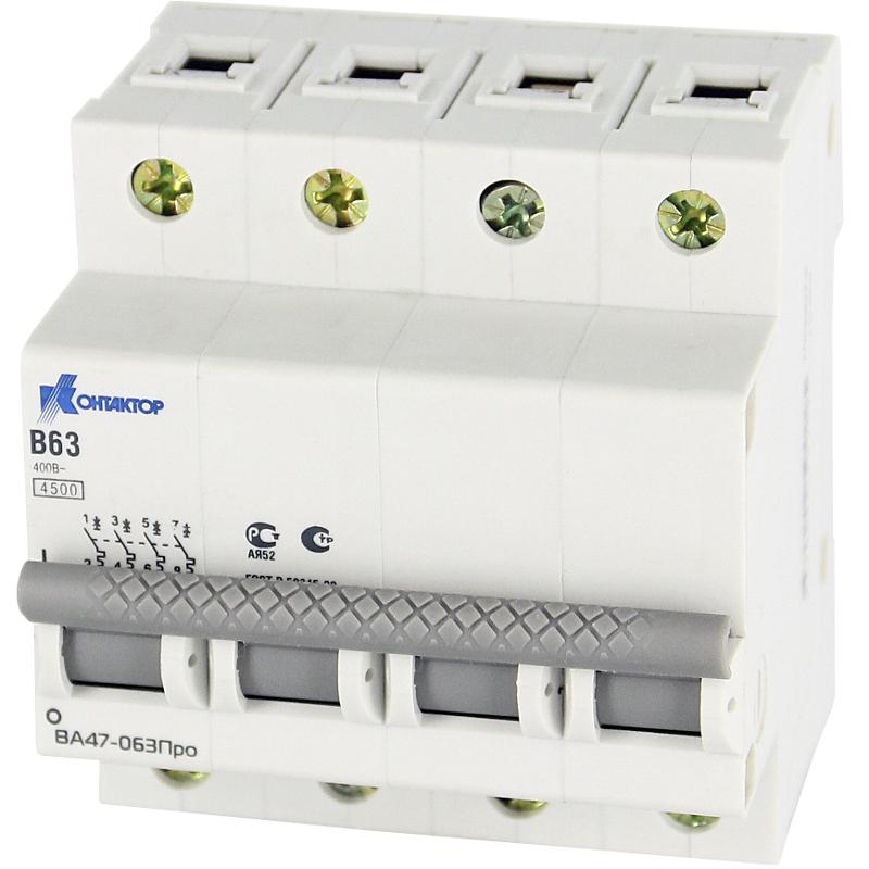 Выключатель автоматическийВА47-063Про, 4П, 3A, Icu-4,5kA, х-ка  В