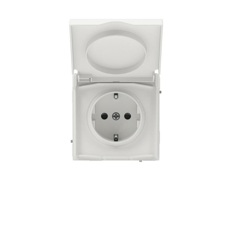 Розетка силовая, 2P+E, с з/ш, с крышкой, IP44, KANT, белый песок