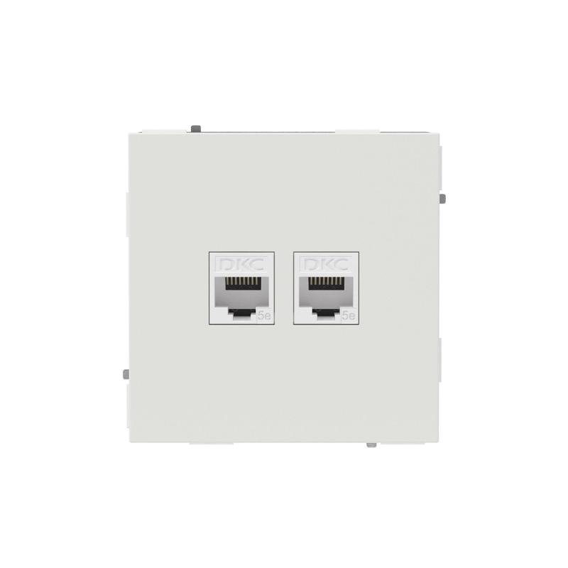 Компьютерная розетка RJ-45 без шторки, кат.5е двойная, KANT, белый песок