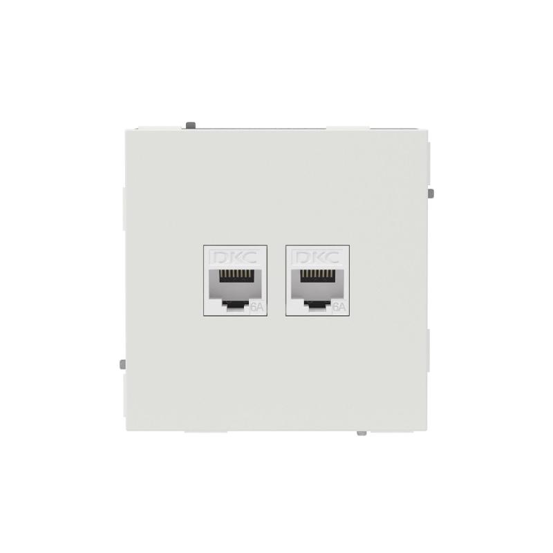 Компьютерная розетка RJ-45 без шторки, кат.6А двойная, KANT, белый песок