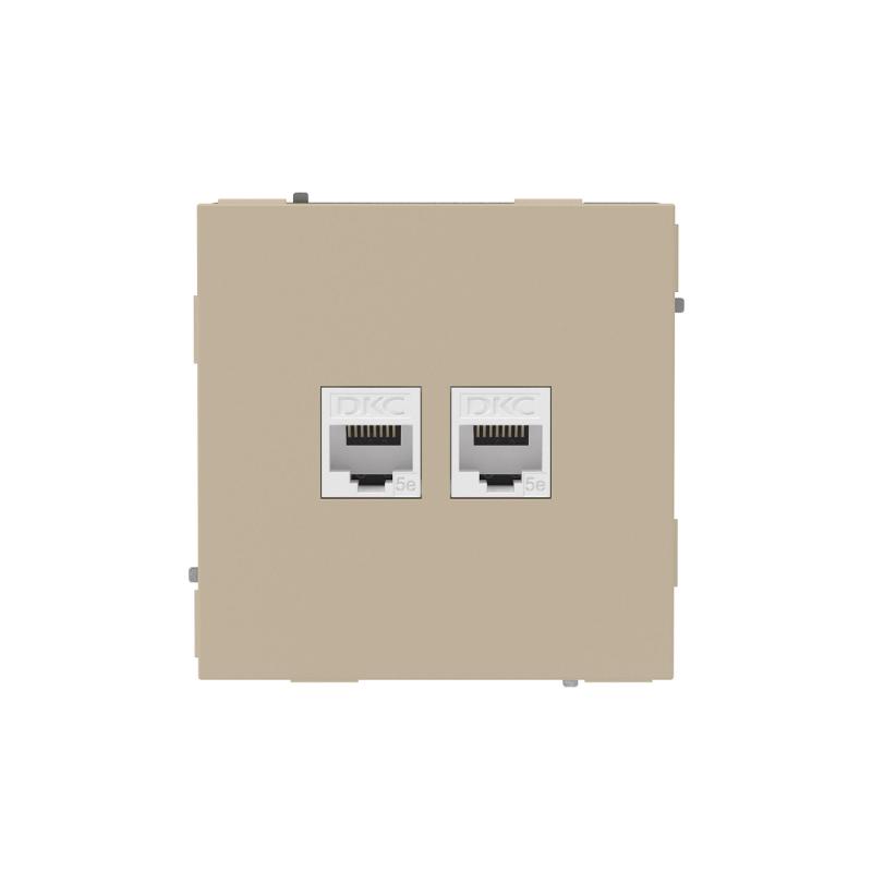 Компьютерная розетка RJ-45 без шторки, кат.5е двойная, KANT, ванильный марципан