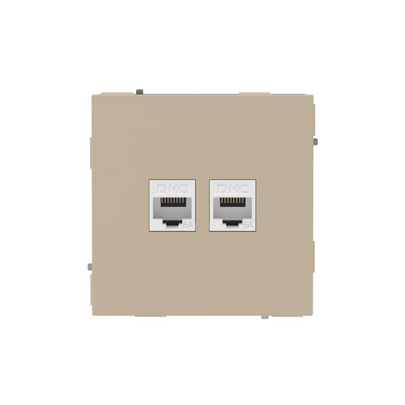 Компьютерная розетка RJ-45 без шторки, кат.6А двойная, KANT, ванильный марципан