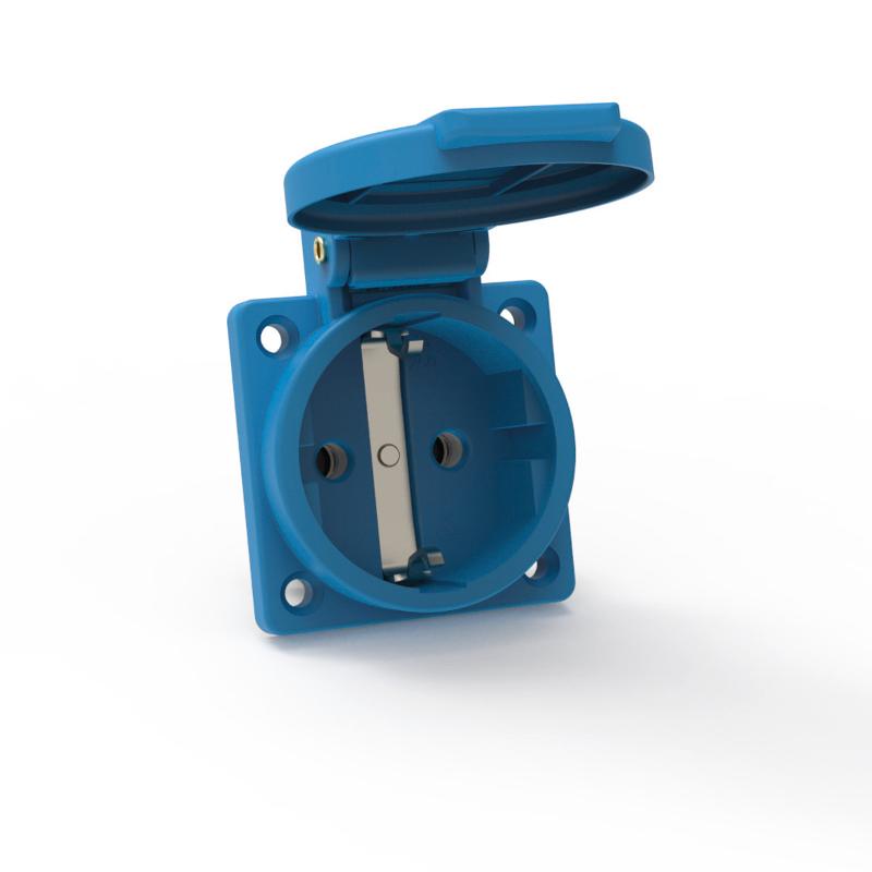 Розетка встраиваемая Schuko 16A 3p 250V IP54,QC синяя 71099 I 71099-Bals I Bals