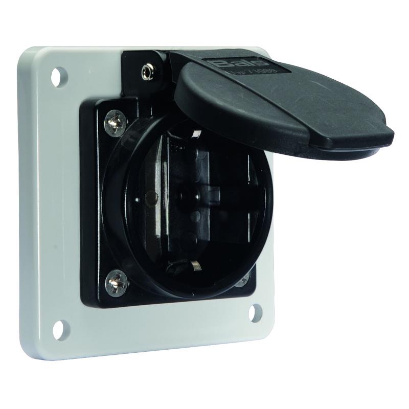 Розетка панельная Schuko фланец 60*60 Schuko IP54 серая QC I 71110-Bals I Bals